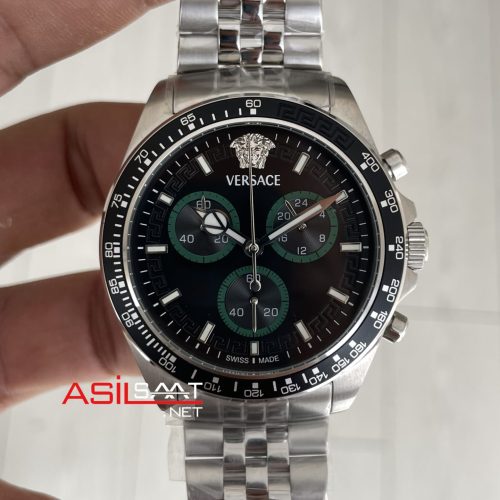 Versace Greca Wave Chronograph 43mm Siyah Kadran Replika Saat
