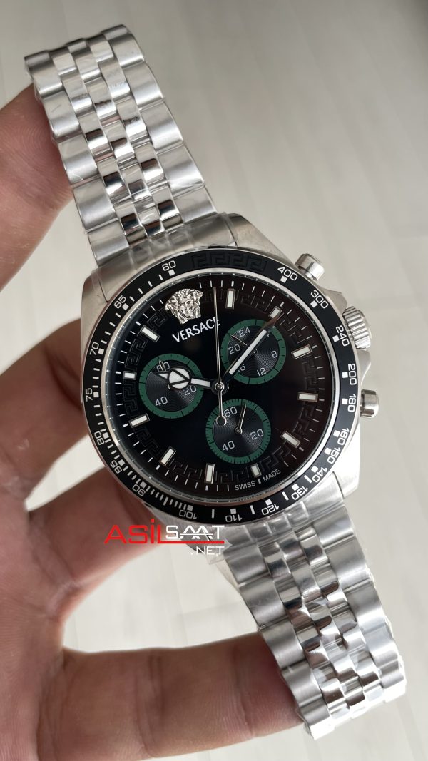 Versace Greca Wave Chronograph 43mm Siyah Kadran Replika Saat Versace Greca Wave Chronograph 43mm Siyah Kadran Replika Saat