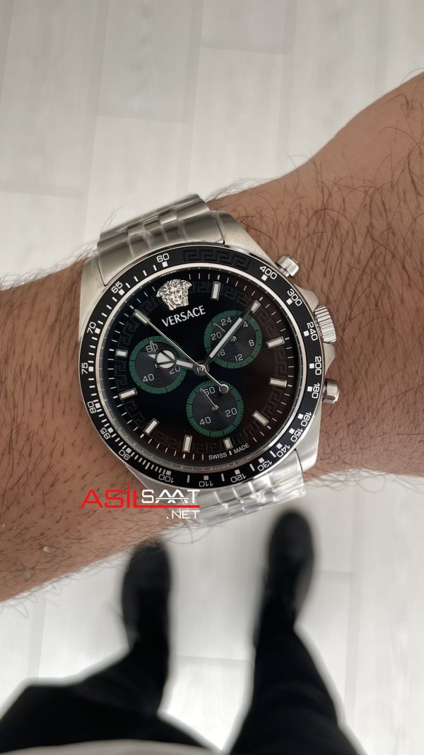 Versace Greca Wave Chronograph 43mm Siyah Kadran Replika Saat Versace Greca Wave Chronograph 43mm Siyah Kadran Replika Saat