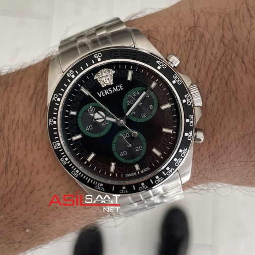 Versace Greca Wave Chronograph 43mm Siyah Kadran Replika Saat