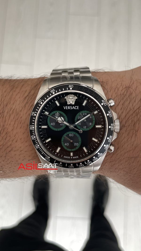 Versace Greca Wave Chronograph 43mm Siyah Kadran Replika Saat Versace Greca Wave Chronograph 43mm Siyah Kadran Replika Saat
