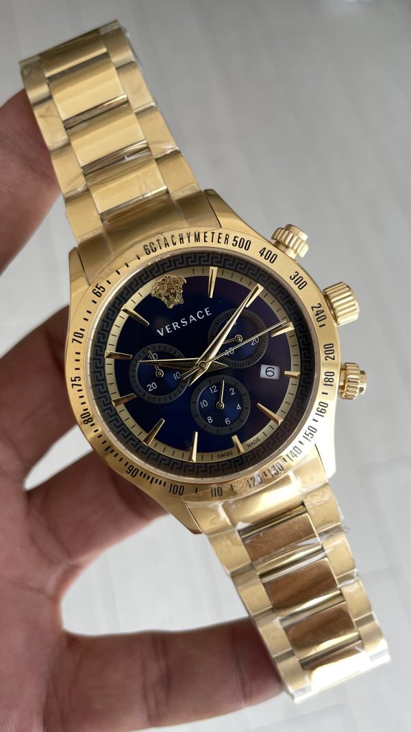 Versace VRSCVEV700621 Gold Mavi Kadran 44mm Erkek Kol Saati