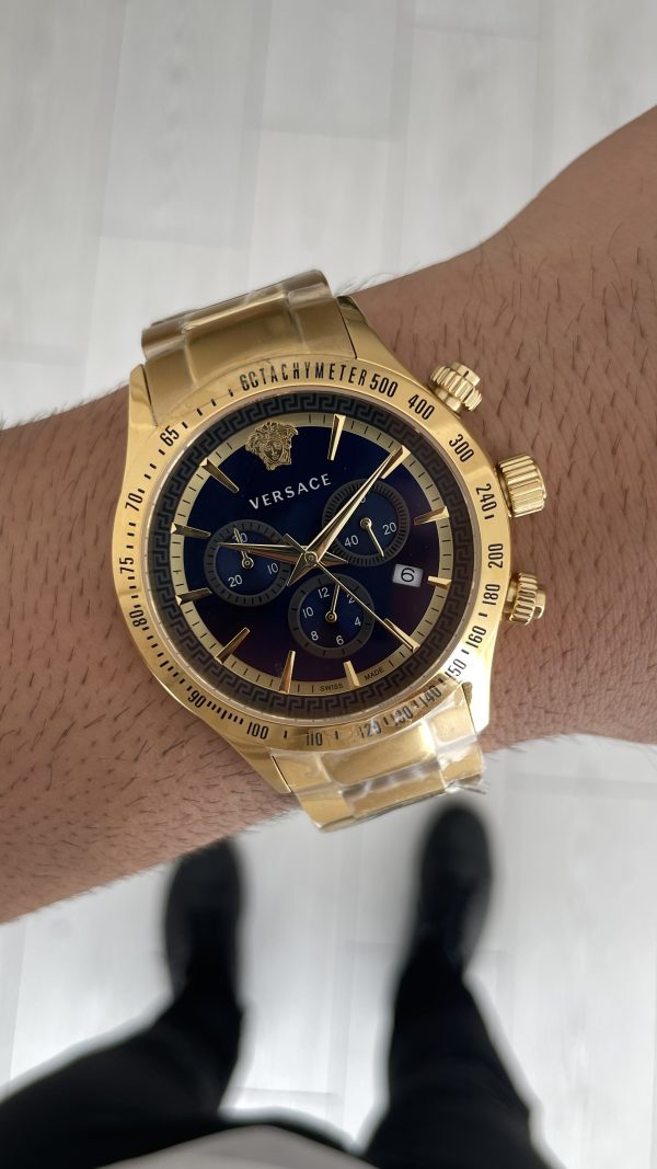 Versace VRSCVEV700621 Gold Mavi Kadran 44mm Erkek Kol Saati