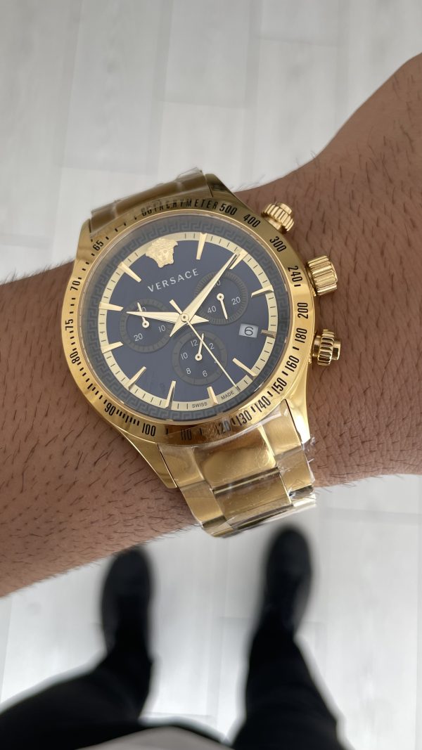 Versace VRSCVEV700621 Gold Mavi Kadran 44mm Erkek Kol Saati