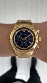 Versace VRSCVEV700621 Gold Mavi Kadran 44mm Erkek Kol Saati