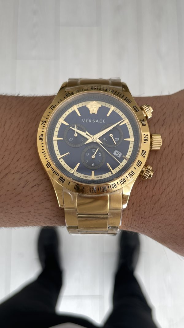 Versace VRSCVEV700621 Gold Mavi Kadran 44mm Erkek Kol Saati