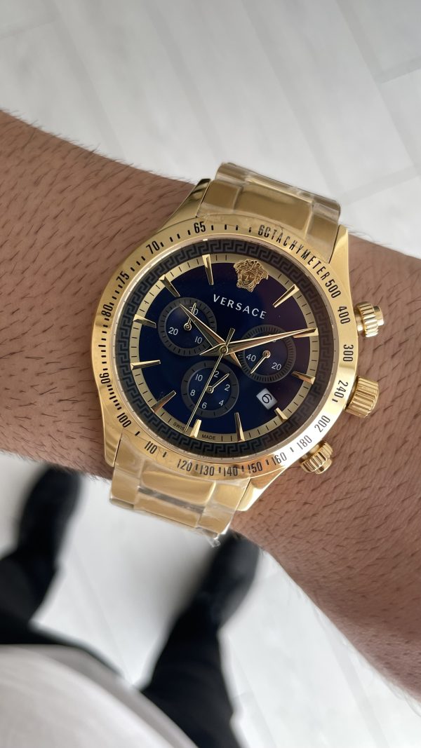Versace VRSCVEV700621 Gold Mavi Kadran 44mm Erkek Kol Saati