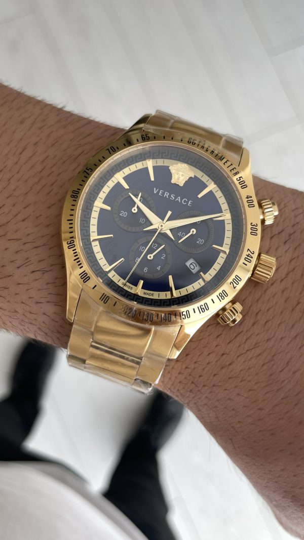 Versace VRSCVEV700621 Gold Mavi Kadran 44mm Erkek Kol Saati