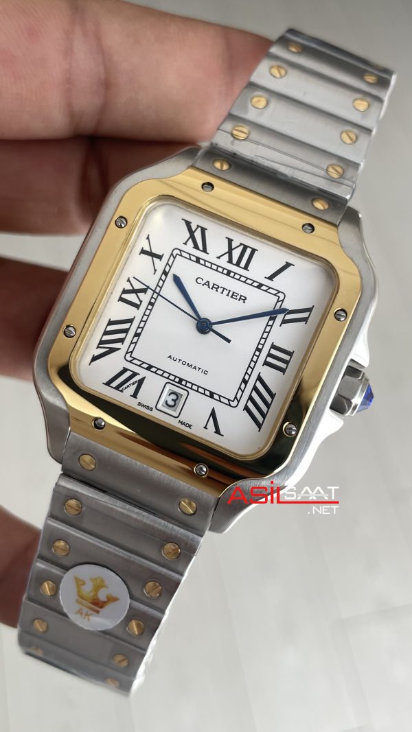 Cartier Santos W2SA0009 Beyaz Large 40mm Replika Saat Cartier Santos W2SA0009 Beyaz Large 40mm Replika Saat