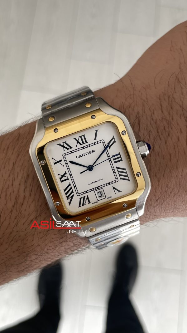 Cartier Santos W2SA0009 Beyaz Large 40mm Replika Saat Cartier Santos W2SA0009 Beyaz Large 40mm Replika Saat