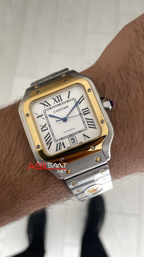 Cartier Santos W2SA0009 Beyaz Large 40mm Replika Saat Cartier Santos W2SA0009 Beyaz Large 40mm Replika Saat
