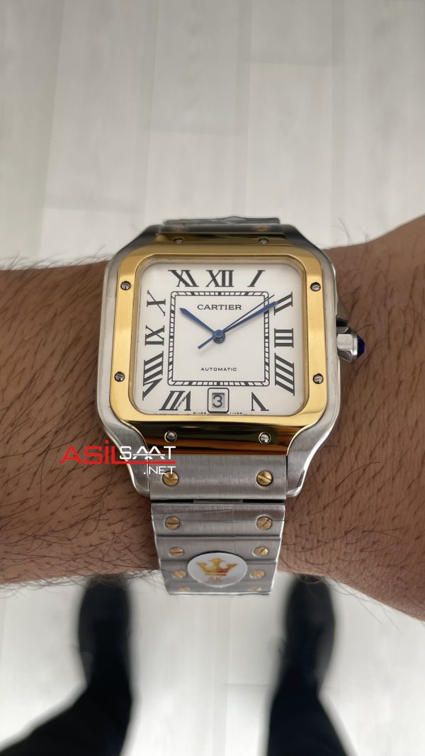 Cartier Santos W2SA0009 Beyaz Large 40mm Replika Saat Cartier Santos W2SA0009 Beyaz Large 40mm Replika Saat