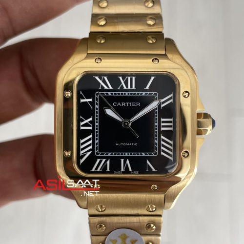 Cartier Santos WGSA0010 Siyah Kadran 35mm Medium Kadın Kol Saati