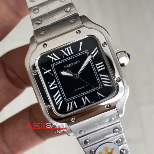 Cartier Santos WSSA0061 Siyah Kadran 35mm Medium Kadın Kol Saati