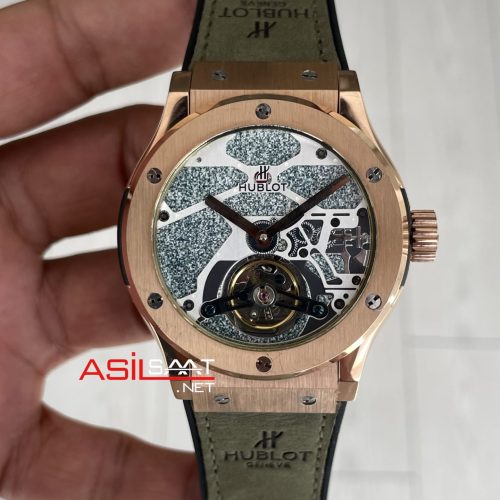 Hublot Classic Fusion Tourbillon Yeşil 42mm Rosegold Replika Saat