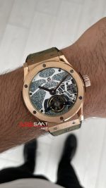 Hublot Classic Fusion Tourbillon Yeşil 42mm Rosegold Replika Saat