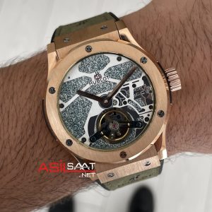 Hublot Classic Fusion Tourbillon Yeşil 42mm Rosegold Replika Saat