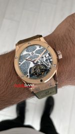 Hublot Classic Fusion Tourbillon Yeşil 42mm Rosegold Replika Saat
