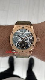 Hublot Classic Fusion Tourbillon Yeşil 42mm Rosegold Replika Saat