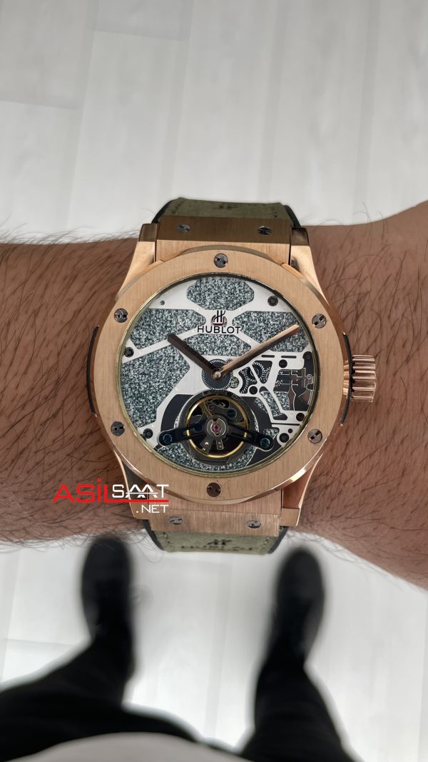 Hublot Classic Fusion Tourbillon Yeşil 42mm Rosegold Replika Saat Hublot Classic Fusion Tourbillon Yeşil 42mm Rosegold Replika Saat