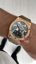 Hublot Classic Fusion Tourbillon Yeşil 42mm Rosegold Replika Saat