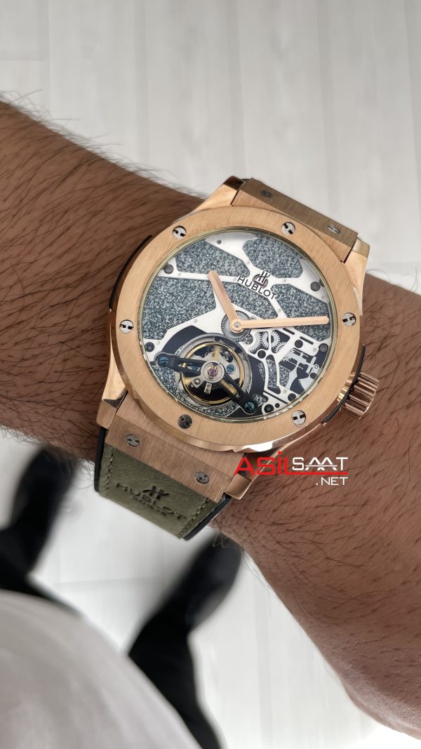 Hublot Classic Fusion Tourbillon Yeşil 42mm Rosegold Replika Saat Hublot Classic Fusion Tourbillon Yeşil 42mm Rosegold Replika Saat
