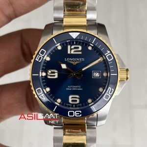 Longines Hydroconquest Mavi Kadran 43mm Two Tone Gold L37823967 AF Factory Swiss ETA Saat