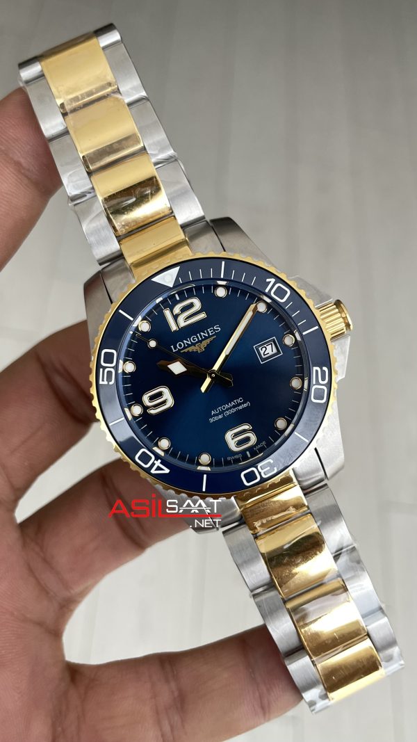 Longines Hydroconquest Mavi Kadran 43mm Two Tone Gold L37823967 AF Factory Swiss ETA Saat Longines Hydroconquest Mavi Kadran 43mm Two Tone Gold L37823967 AF Factory Swiss ETA Saat