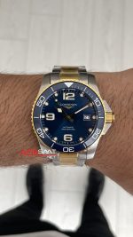 Longines Hydroconquest Mavi Kadran 43mm Two Tone Gold L37823967 AF Factory Swiss ETA Saat
