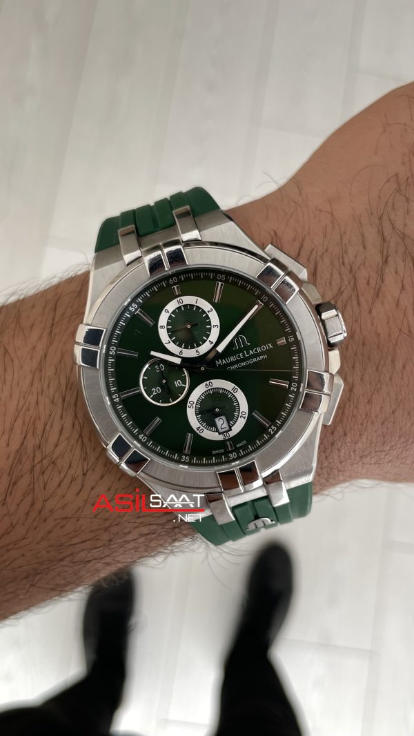 Maurice Lacroix Aikon Chronograph ML-AI1018SS000630 Yeşil Kadran Swiss ETA Saat