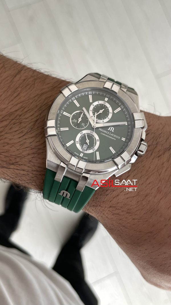Maurice Lacroix Aikon Chronograph ML-AI1018SS000630 Yeşil Kadran Swiss ETA Saat