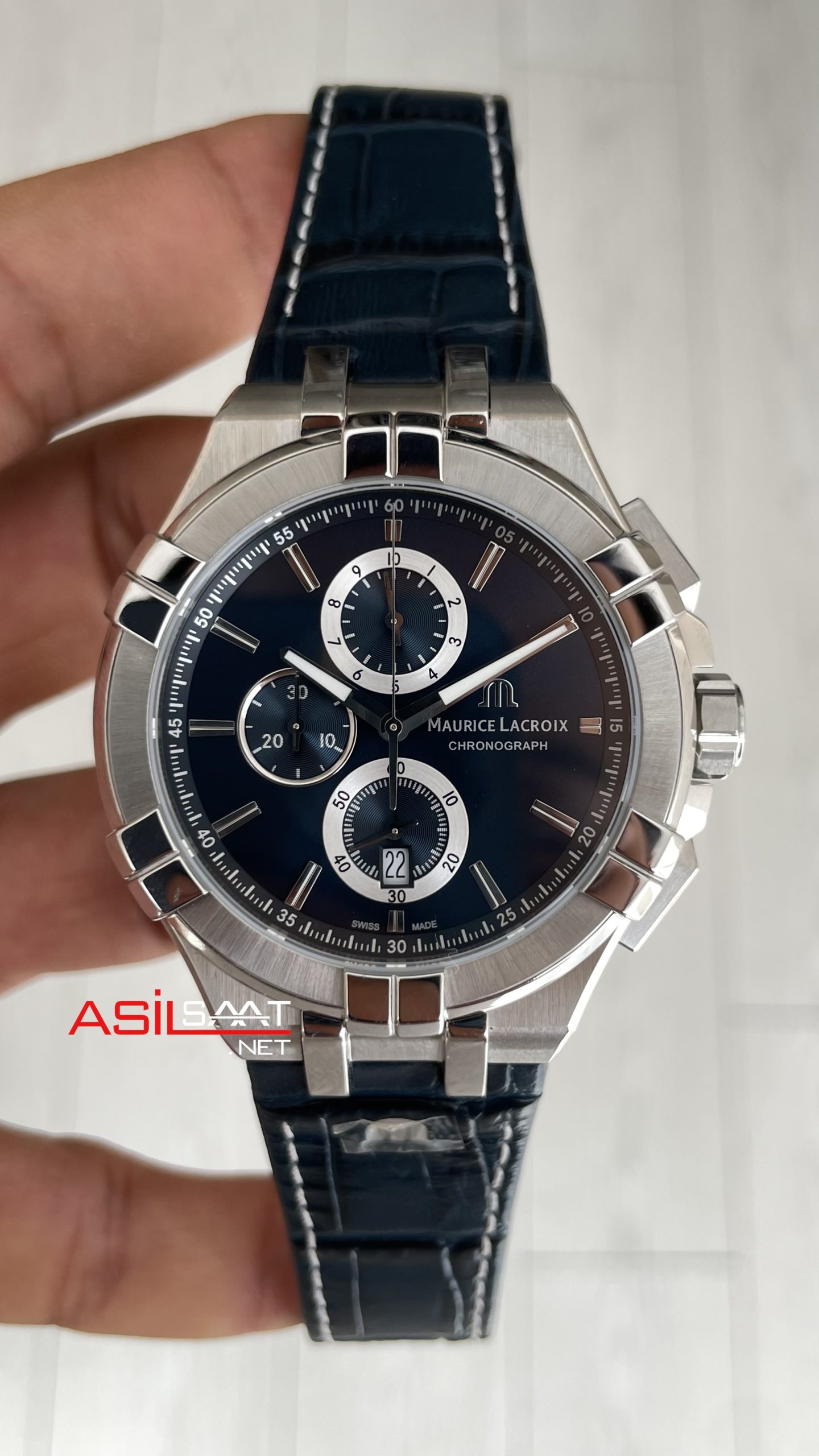 Maurice Lacroix Aikon Chronograph ML-AI1018SS001430 Mavi Kadran Swiss ETA Saat Maurice Lacroix Aikon Chronograph ML-AI1018SS001430 Mavi Kadran Swiss ETA Saat