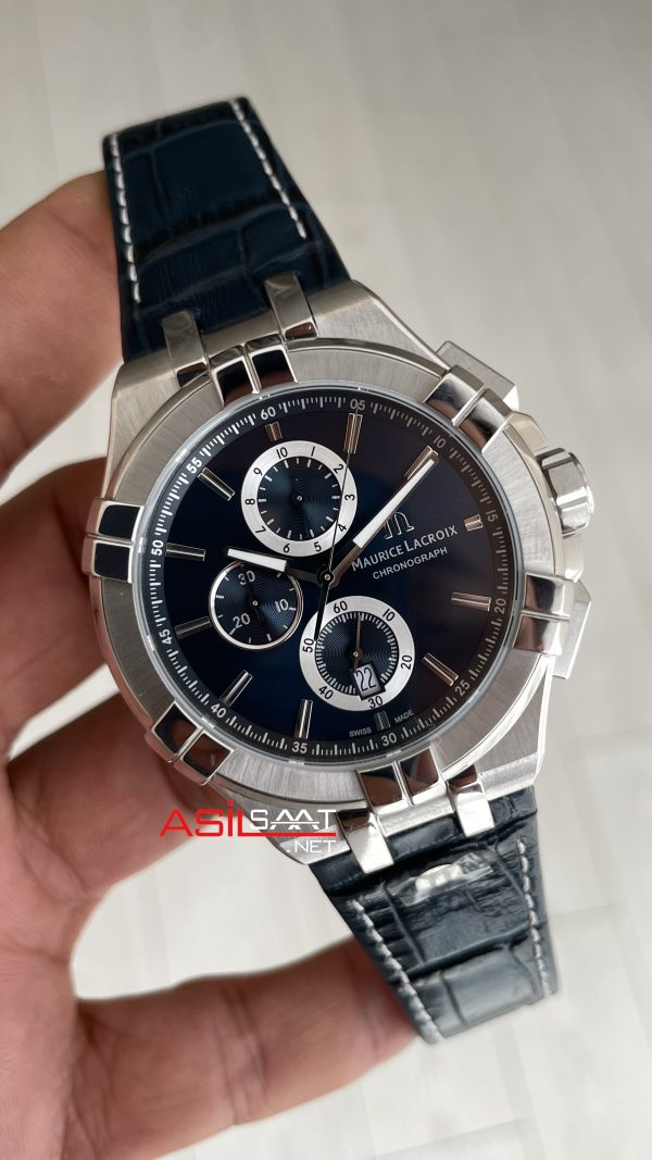 Maurice Lacroix Aikon Chronograph ML-AI1018SS001430 Mavi Kadran Swiss ETA Saat Maurice Lacroix Aikon Chronograph ML-AI1018SS001430 Mavi Kadran Swiss ETA Saat