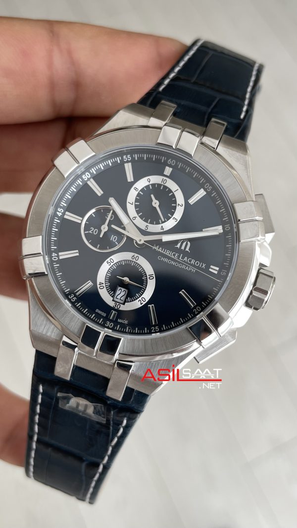 Maurice Lacroix Aikon Chronograph ML-AI1018SS001430 Mavi Kadran Swiss ETA Saat Maurice Lacroix Aikon Chronograph ML-AI1018SS001430 Mavi Kadran Swiss ETA Saat