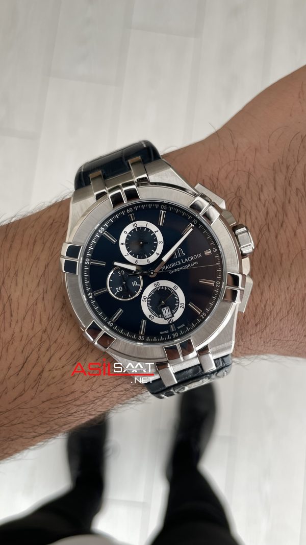 Maurice Lacroix Aikon Chronograph ML-AI1018SS001430 Mavi Kadran Swiss ETA Saat Maurice Lacroix Aikon Chronograph ML-AI1018SS001430 Mavi Kadran Swiss ETA Saat