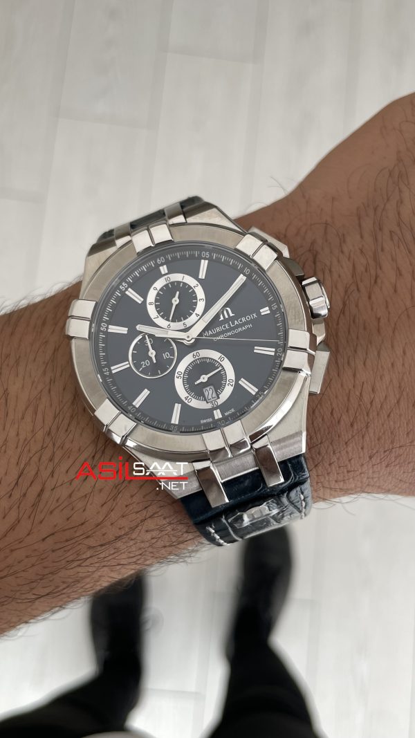 Maurice Lacroix Aikon Chronograph ML-AI1018SS001430 Mavi Kadran Swiss ETA Saat Maurice Lacroix Aikon Chronograph ML-AI1018SS001430 Mavi Kadran Swiss ETA Saat