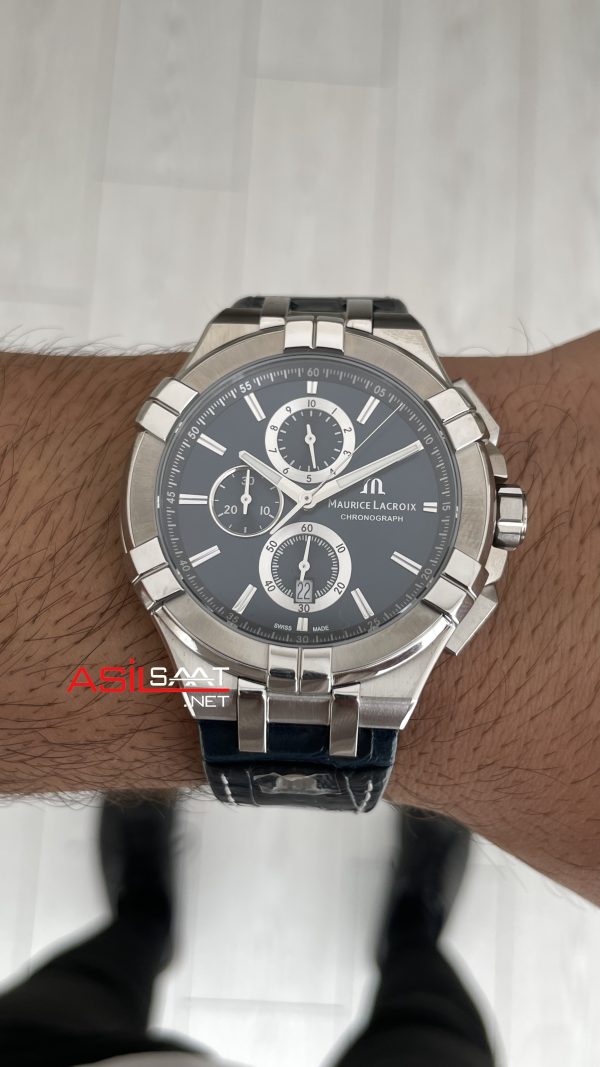 Maurice Lacroix Aikon Chronograph ML-AI1018SS001430 Mavi Kadran Swiss ETA Saat Maurice Lacroix Aikon Chronograph ML-AI1018SS001430 Mavi Kadran Swiss ETA Saat