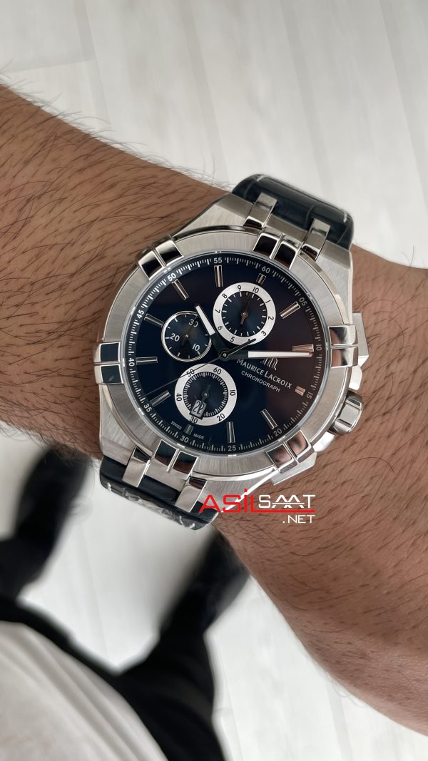 Maurice Lacroix Aikon Chronograph ML-AI1018SS001430 Mavi Kadran Swiss ETA Saat Maurice Lacroix Aikon Chronograph ML-AI1018SS001430 Mavi Kadran Swiss ETA Saat