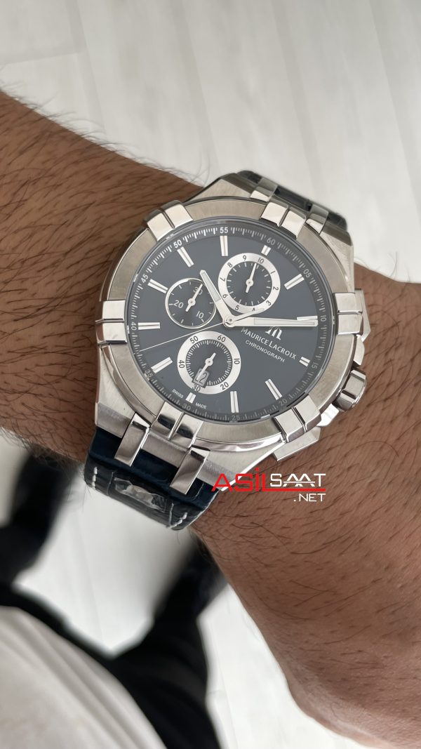 Maurice Lacroix Aikon Chronograph ML-AI1018SS001430 Mavi Kadran Swiss ETA Saat Maurice Lacroix Aikon Chronograph ML-AI1018SS001430 Mavi Kadran Swiss ETA Saat