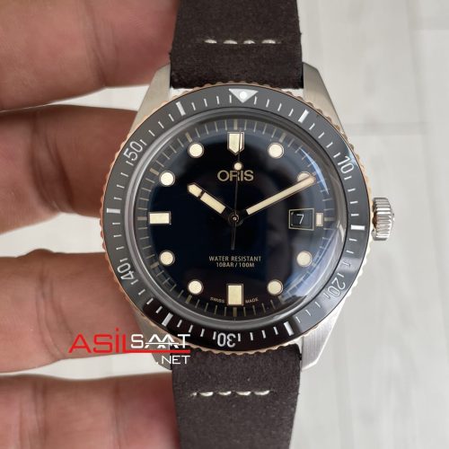 Oris Divers Sixty-Five Siyah Kadran 42mm Bronze Bezel Kahverengi Super Clone Swiss ETA Saat