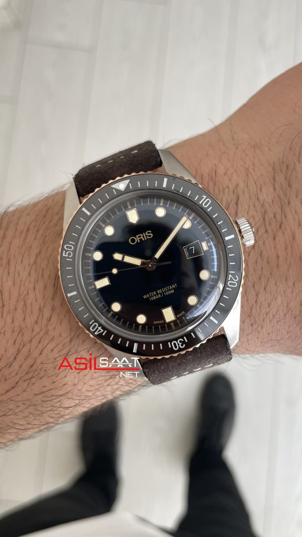 Oris Divers Sixty-Five Siyah Kadran 42mm Bronze Bezel Kahverengi Super Clone Swiss ETA Saat Oris Divers Sixty-Five Siyah Kadran 42mm Bronze Bezel Kahverengi Super Clone Swiss ETA Saat