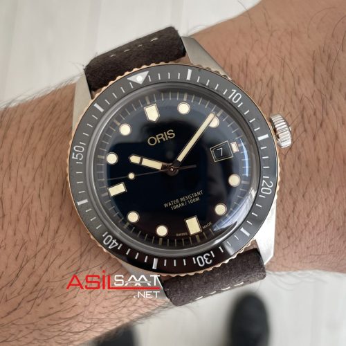Oris Divers Sixty-Five Siyah Kadran 42mm Bronze Bezel Kahverengi Super Clone Swiss ETA Saat