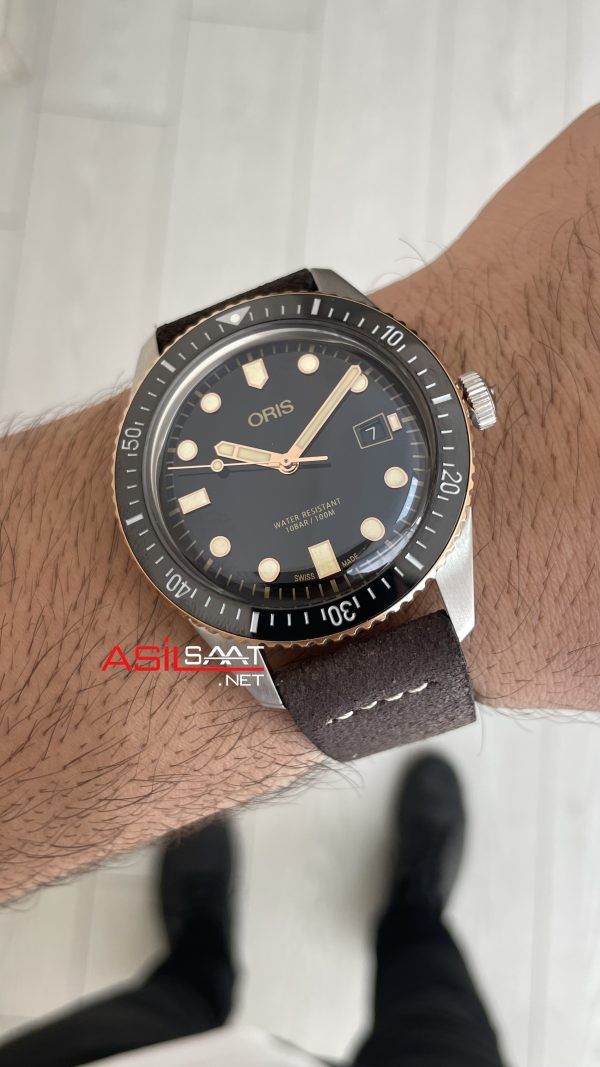 Oris Divers Sixty-Five Siyah Kadran 42mm Bronze Bezel Kahverengi Super Clone Swiss ETA Saat Oris Divers Sixty-Five Siyah Kadran 42mm Bronze Bezel Kahverengi Super Clone Swiss ETA Saat