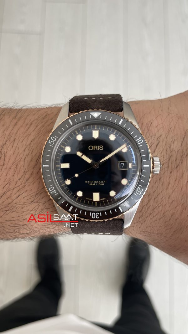 Oris Divers Sixty-Five Siyah Kadran 42mm Bronze Bezel Kahverengi Super Clone Swiss ETA Saat Oris Divers Sixty-Five Siyah Kadran 42mm Bronze Bezel Kahverengi Super Clone Swiss ETA Saat