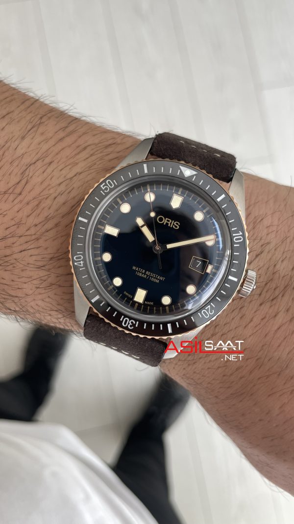 Oris Divers Sixty-Five Siyah Kadran 42mm Bronze Bezel Kahverengi Super Clone Swiss ETA Saat Oris Divers Sixty-Five Siyah Kadran 42mm Bronze Bezel Kahverengi Super Clone Swiss ETA Saat