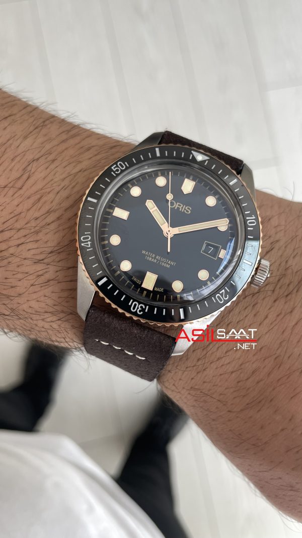 Oris Divers Sixty-Five Siyah Kadran 42mm Bronze Bezel Kahverengi Super Clone Swiss ETA Saat Oris Divers Sixty-Five Siyah Kadran 42mm Bronze Bezel Kahverengi Super Clone Swiss ETA Saat