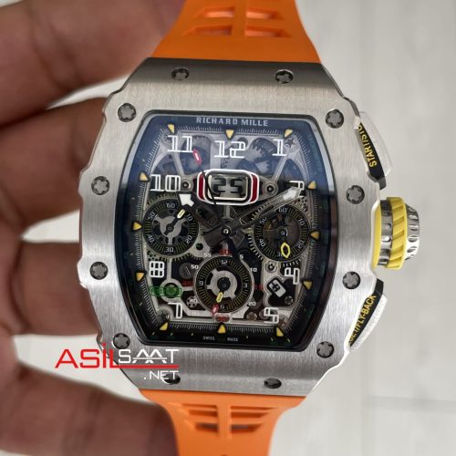 Richard Mille RM011 Titanium Flyback Chronograph Turuncu KU Factory Swiss ETA Saat