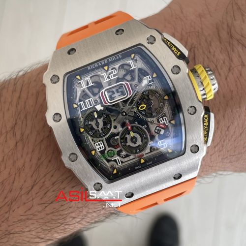 Richard Mille RM011 Titanium Flyback Chronograph Turuncu KU Factory Swiss ETA Saat