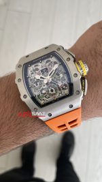 Richard Mille RM011 Titanium Flyback Chronograph Turuncu KU Factory Swiss ETA Saat