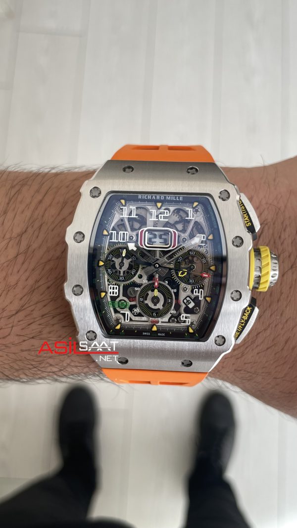 Richard Mille RM011 Titanium Flyback Chronograph Turuncu KU Factory Swiss ETA Saat Richard Mille RM011 Titanium Flyback Chronograph Turuncu KU Factory Swiss ETA Saat